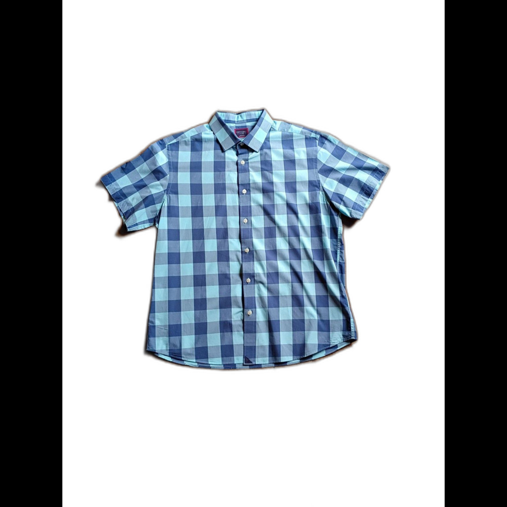 Untuckit Gingham Plaid Short Sleeve Button Down Shirt Men's XL